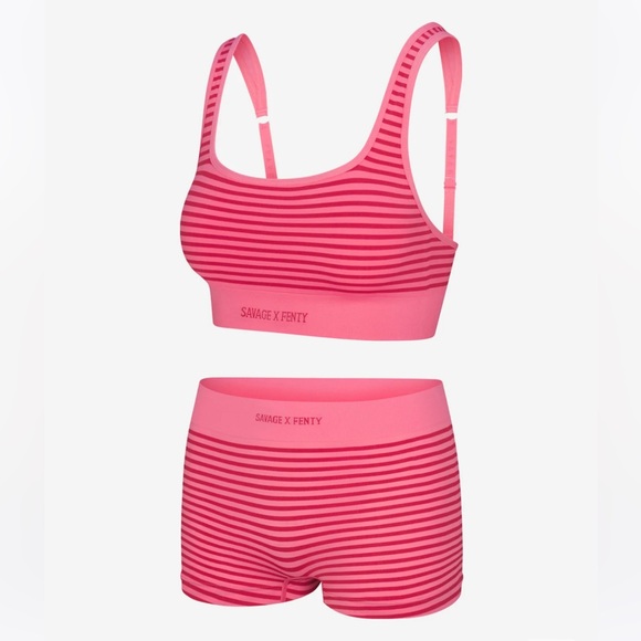 Savage X Fenty Other - Savage X Fenty Pink Striped Intimates Set